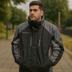 ZeroXposur Men's‎ Outdoor Adventure Jacket Windbreaker Gray Black Multi-Pocket
